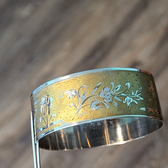 Artisan Jewelry - Vintage Etched Bracelet Marked JF India
